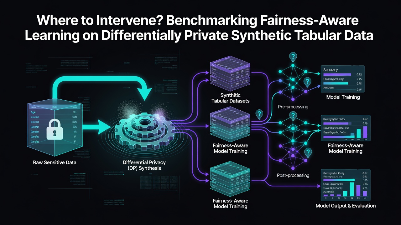 Where to Intervene? Benchmarking Fairness-Aware Learning on Differentially Private Synthetic Tabular Data
