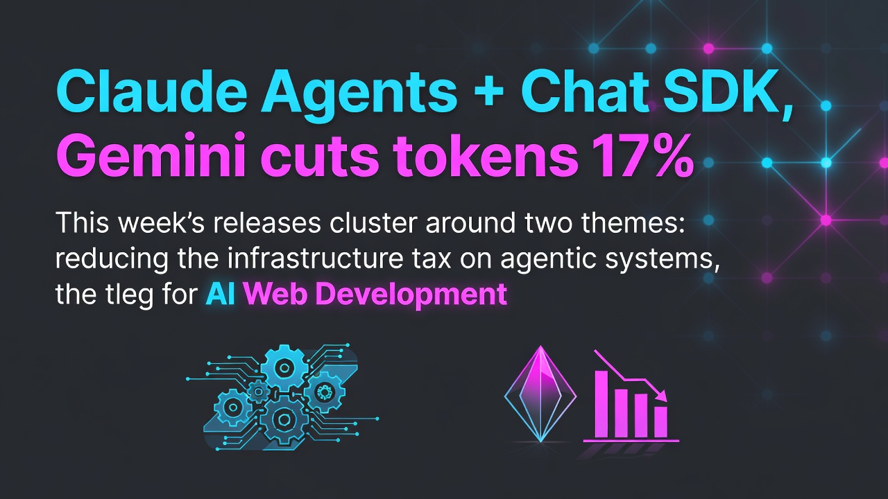 Claude Agents + Chat SDK, Gemini cuts tokens 17%