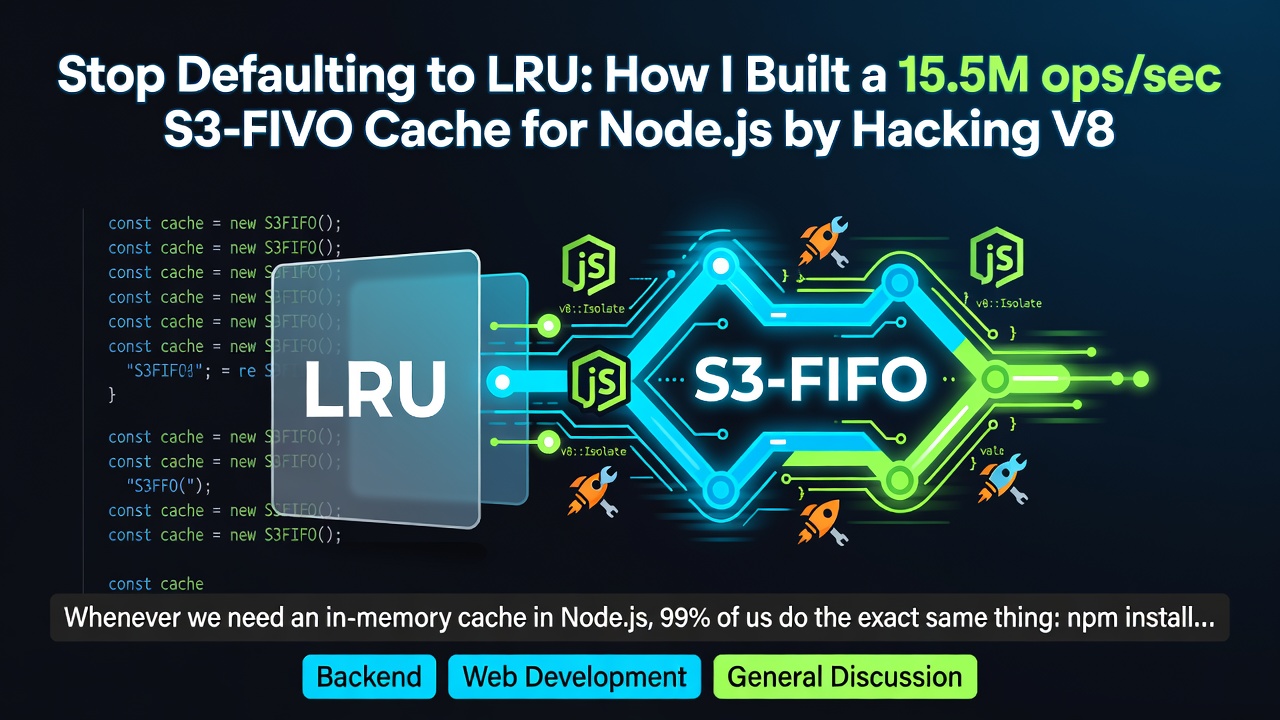 Stop Defaulting to LRU: How I Built a 15.5M ops/sec S3-FIFO Cache for Node.js by Hacking V8