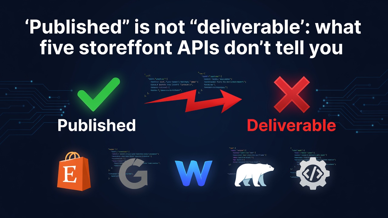 "Published" is not "deliverable": what five storefront APIs don't tell you
