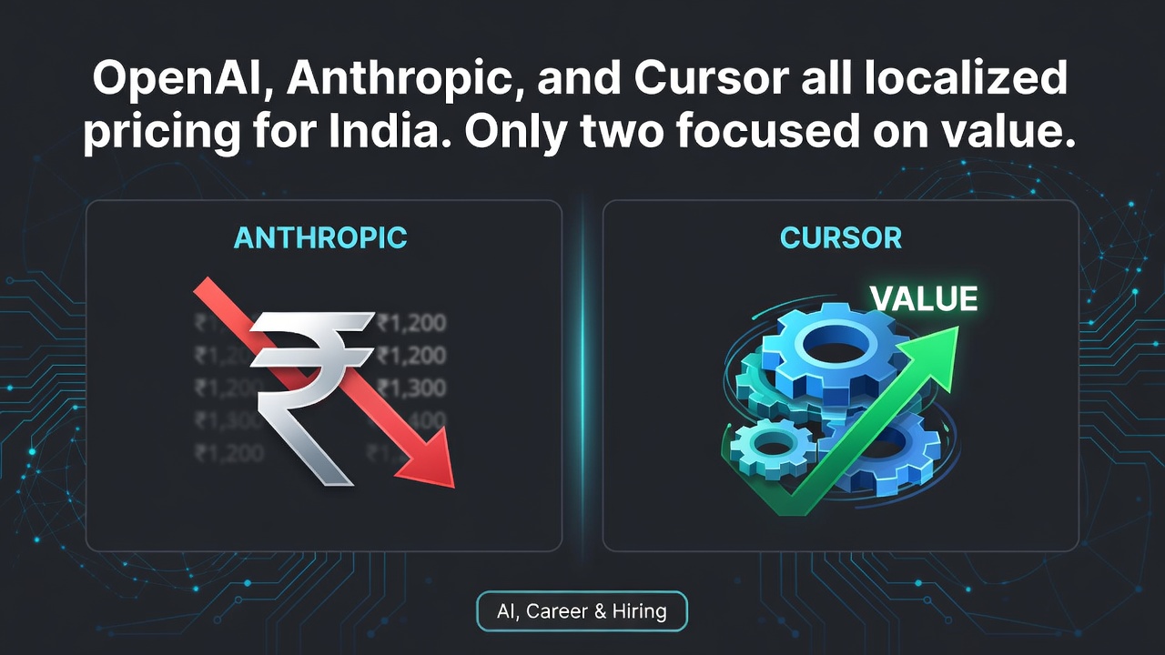 OpenAI, Anthropic, and Cursor all localized pricing for India. Only two focused on value.