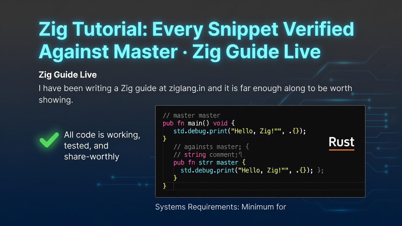 Zig Tutorial: Every Snippet Verified Against Master · Zig Guide Live