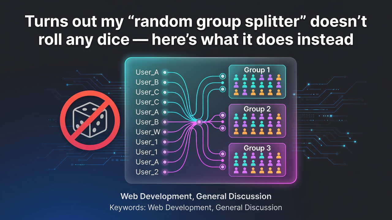 Turns out my "random group splitter" doesn't roll any dice — here's what it does instead