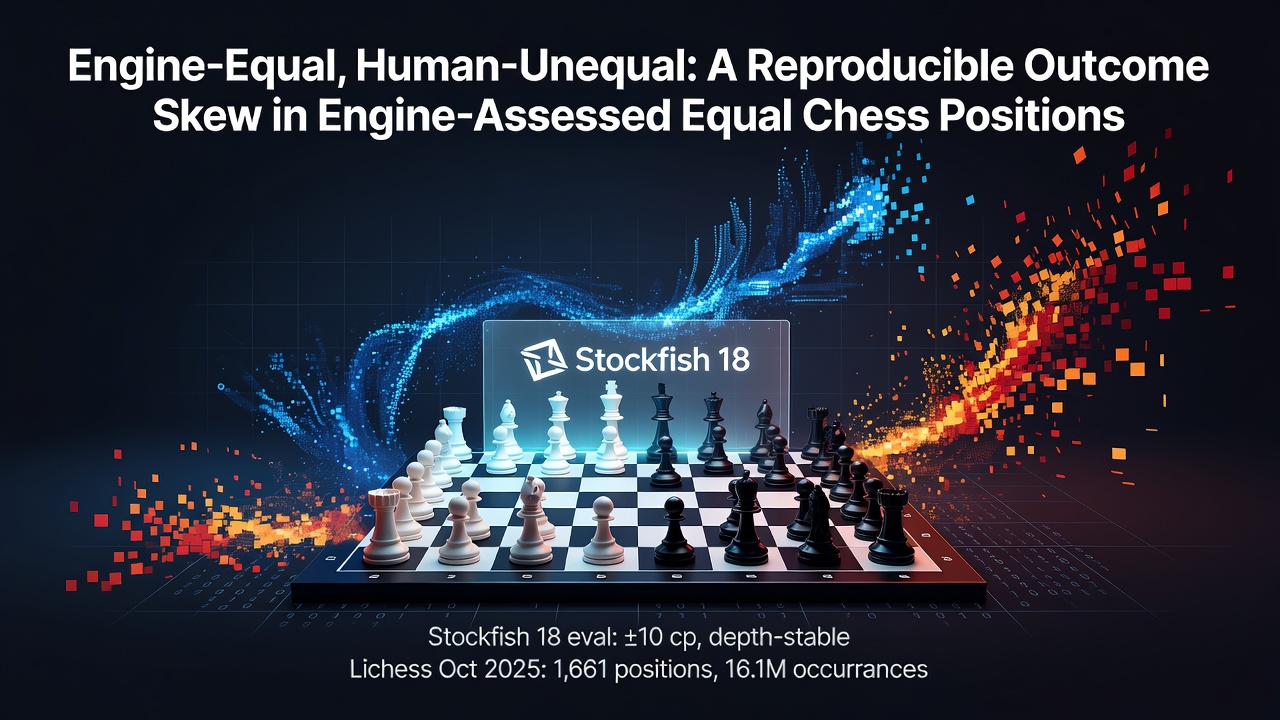 Engine-Equal, Human-Unequal: A Reproducible Outcome Skew in Engine-Assessed Equal Chess Positions