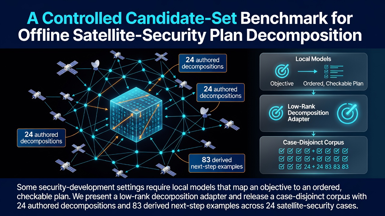 A Controlled Candidate-Set Benchmark for Offline Satellite-Security Plan Decomposition