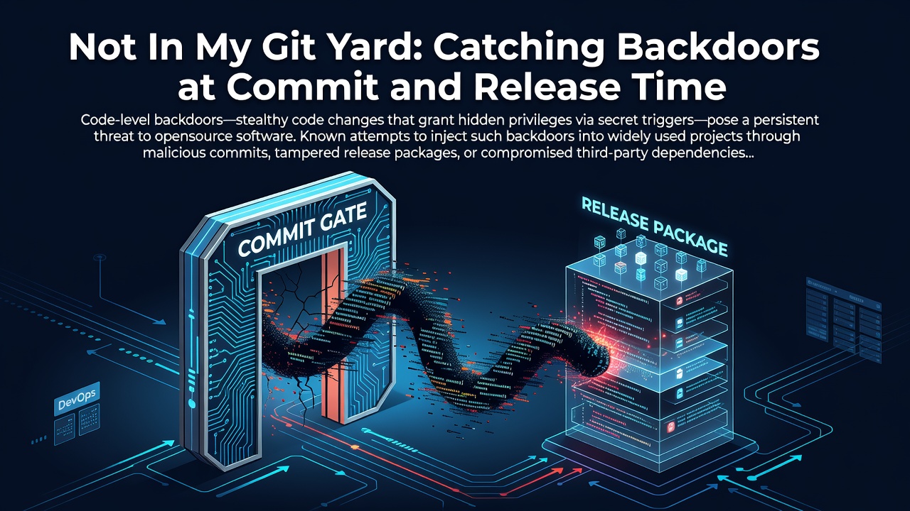 Not In My Git Yard: Catching Backdoors at Commit and Release Time