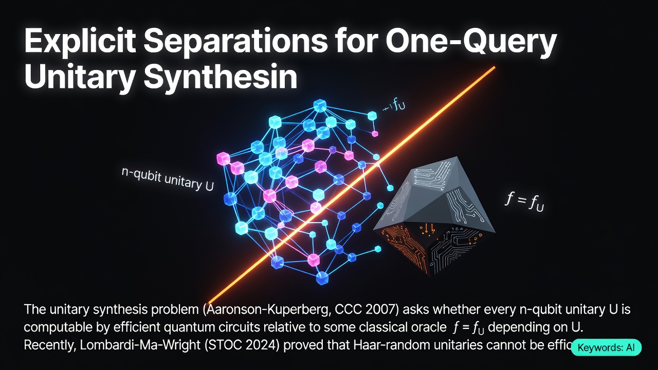 Explicit Separations for One-Query Unitary Synthesis