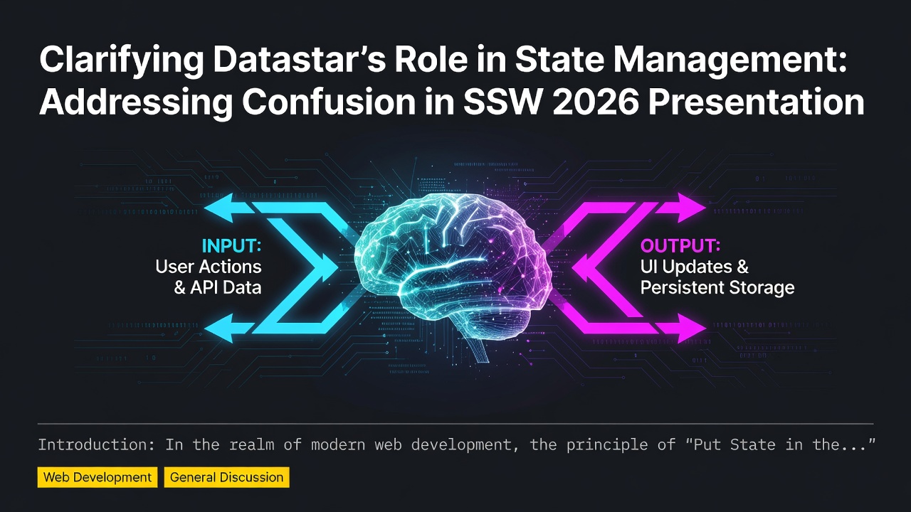 Clarifying Datastar's Role in State Management: Addressing Confusion in SSW 2026 Presentation
