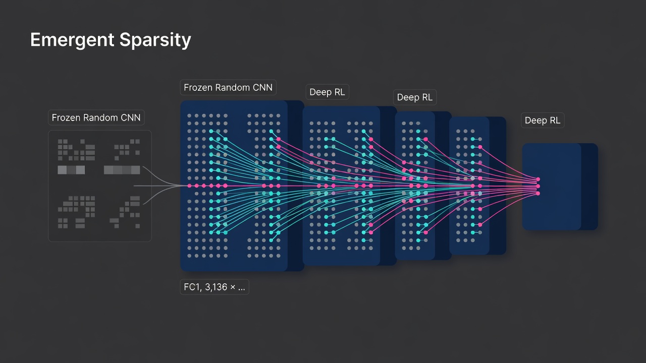 Emergent Sparsity in Frozen Random CNN Feature Extractors for Deep Reinforcement Learning