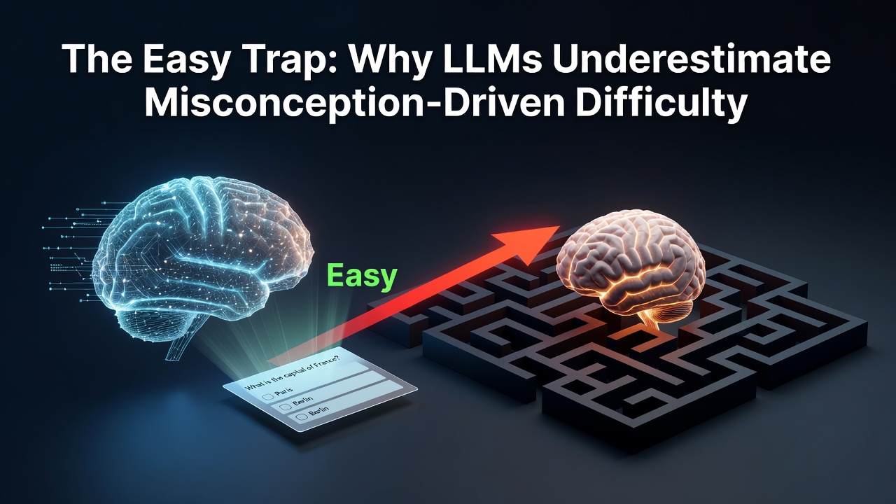 The Easy Trap: Why LLMs Underestimate Misconception-Driven Difficulty