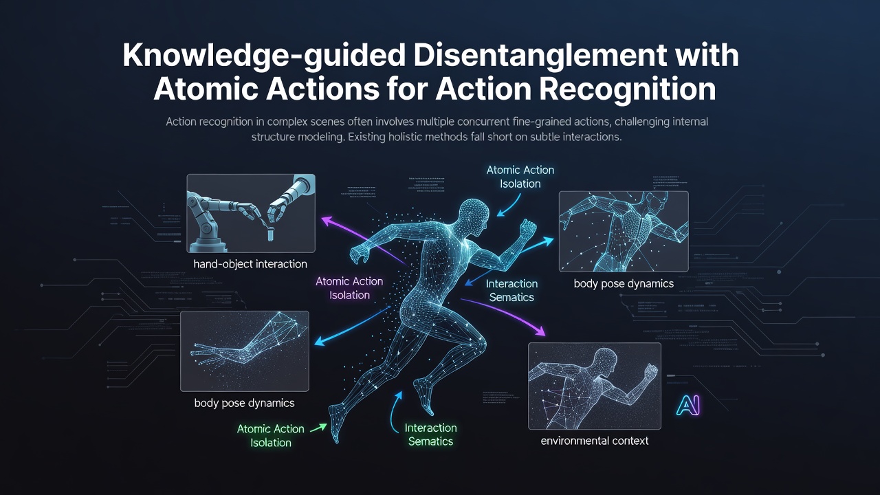 Knowledge-guided Disentanglement with Atomic Actions for Action Recognition