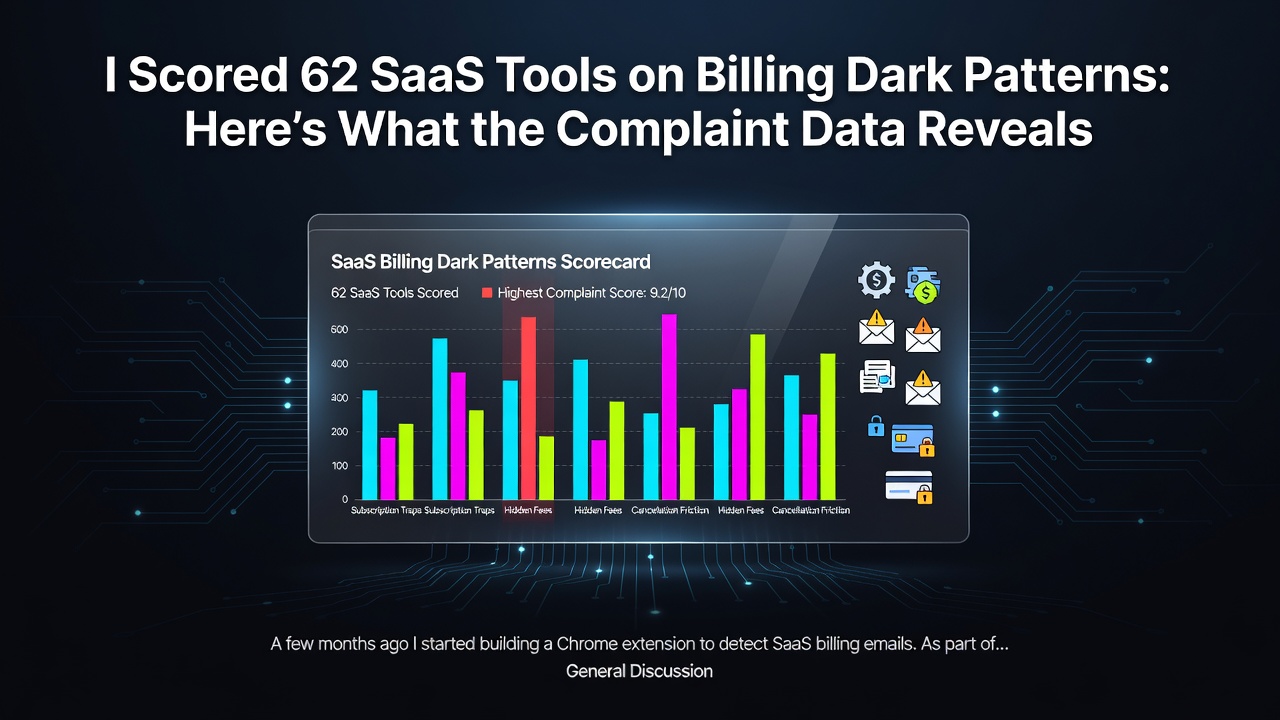 I Scored 62 SaaS Tools on Billing Dark Patterns: Here's What the Complaint Data Reveals