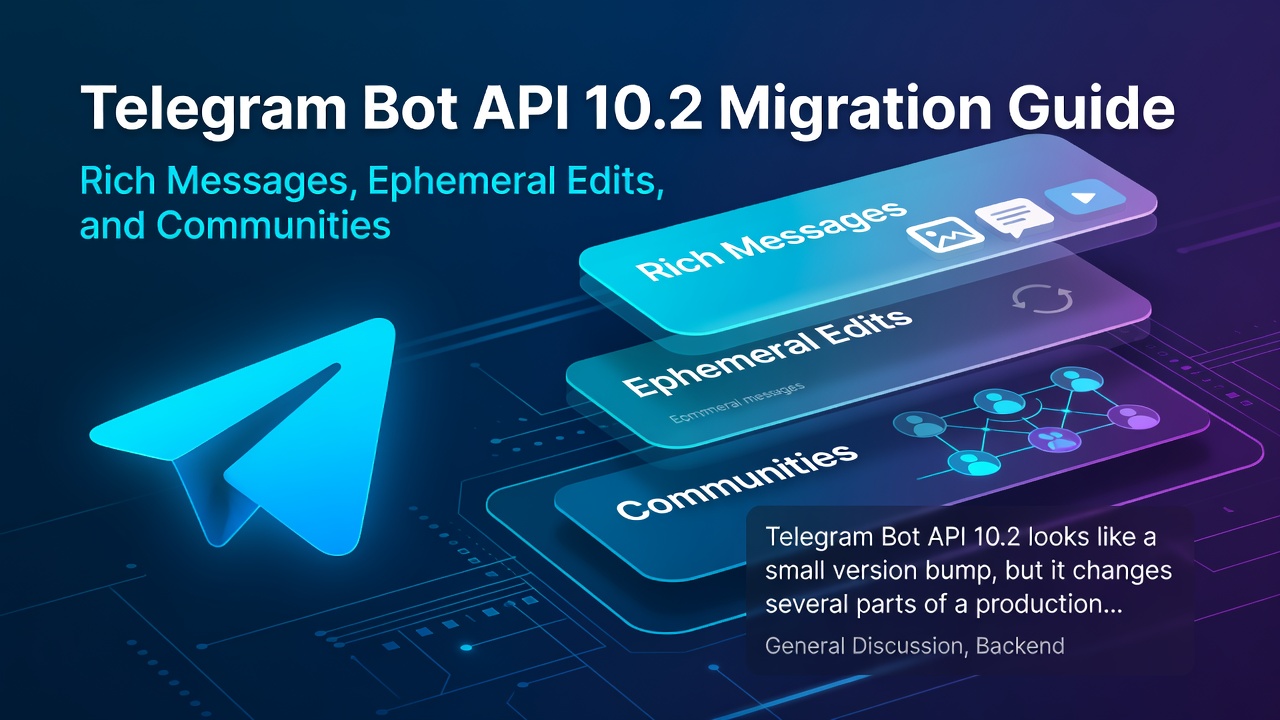Telegram Bot API 10.2 Migration Guide: Rich Messages, Ephemeral Edits, and Communities
