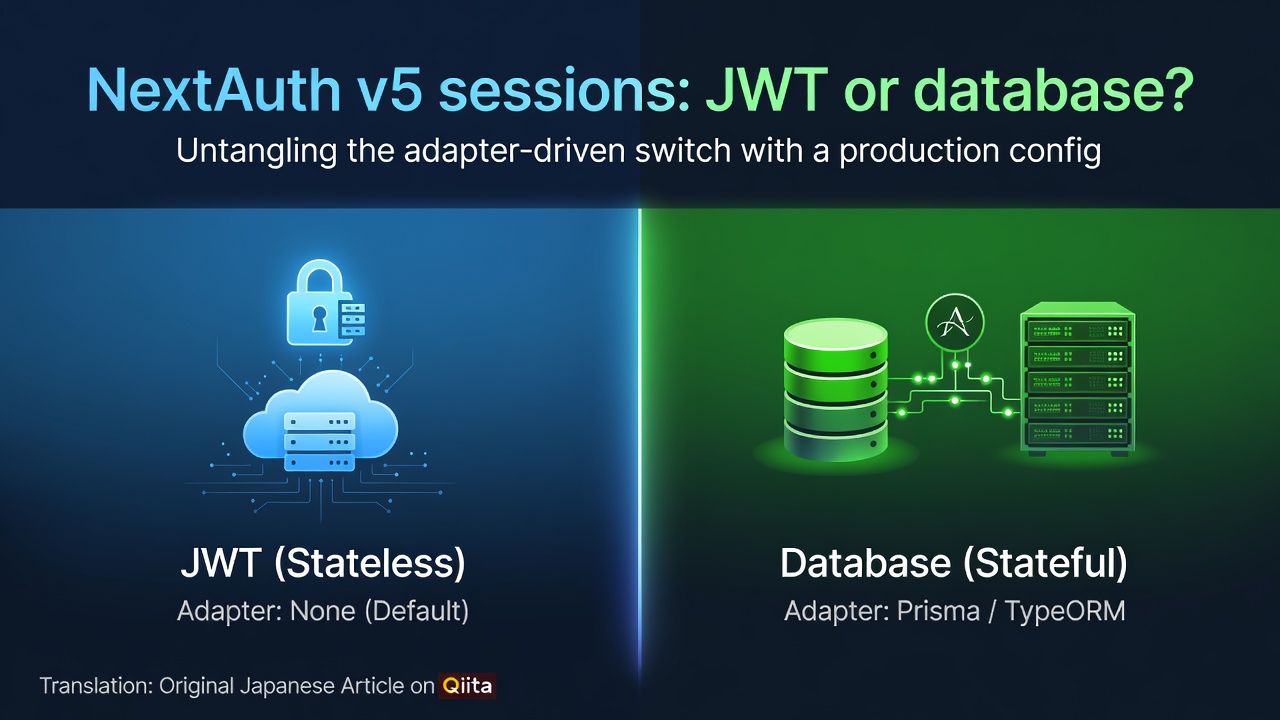 NextAuth v5 sessions: JWT or database? Untangling the adapter-driven switch with a production config