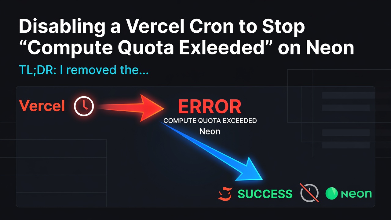 Disabling a Vercel Cron to Stop “Compute Quota Exceeded” on Neon