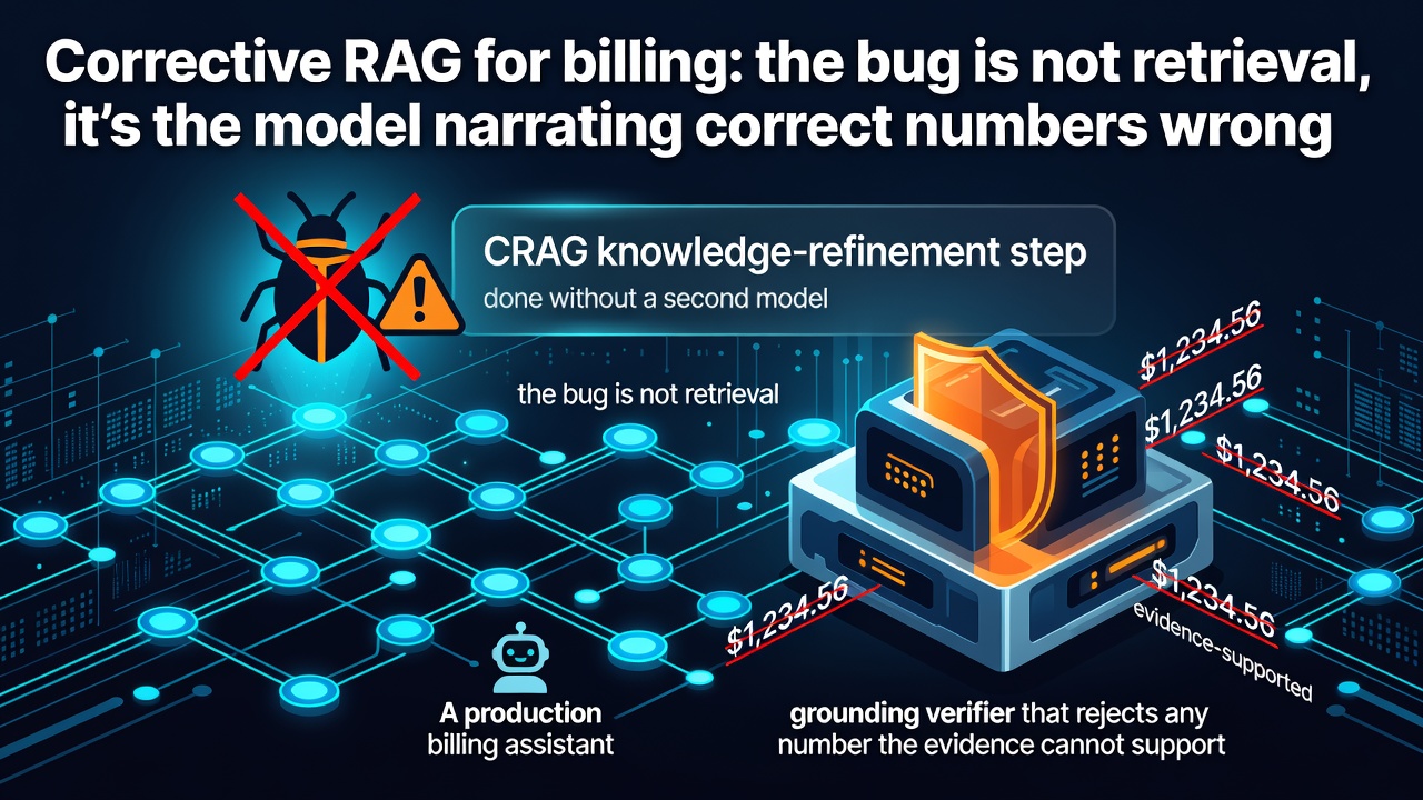 Corrective RAG for billing: the bug is not retrieval, it's the model narrating correct numbers wrong