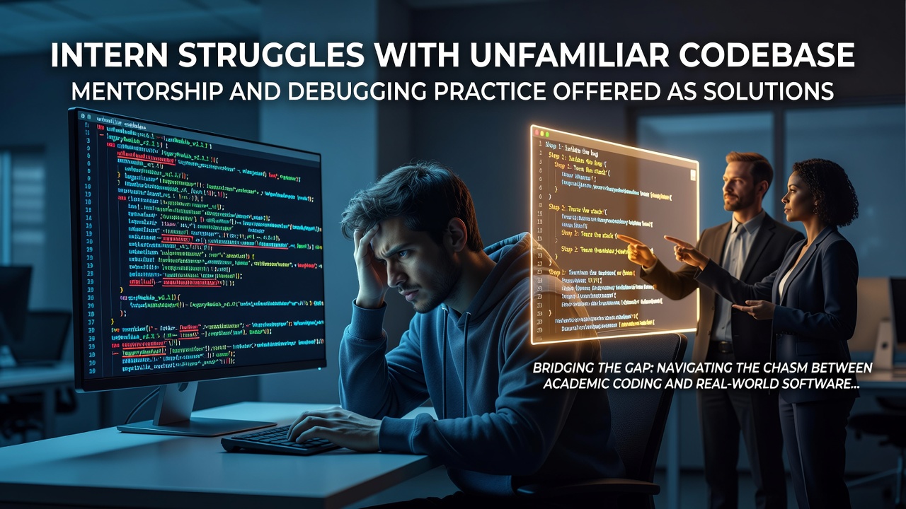 Intern Struggles with Unfamiliar Codebase: Mentorship and Debugging Practice Offered as Solutions