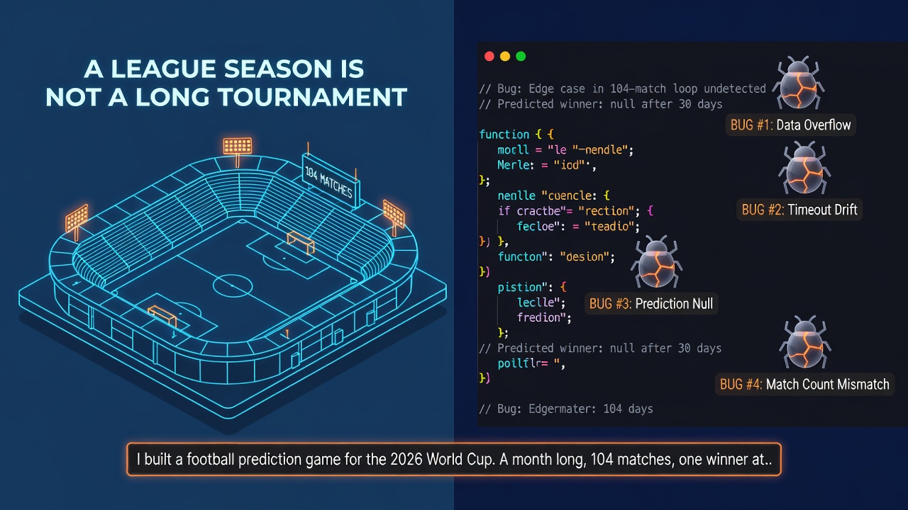 A league season is not a long tournament: four product bugs my test suite could never catch