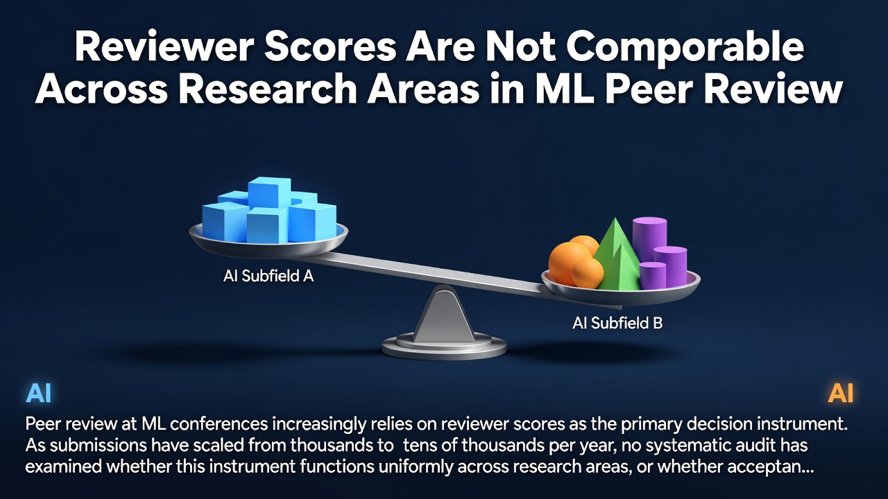 Reviewer Scores Are Not Comparable Across Research Areas in ML Peer Review
