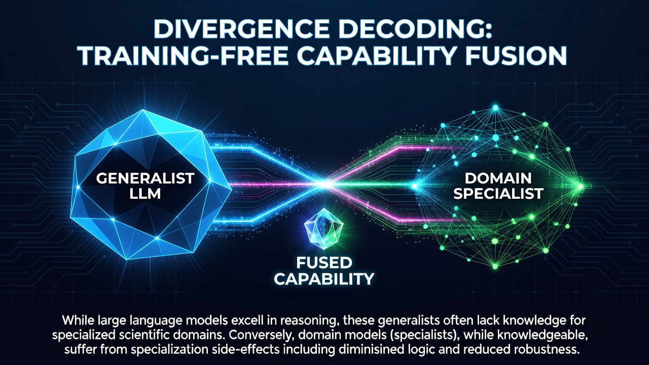 Divergence Decoding: Training-Free Capability Fusion