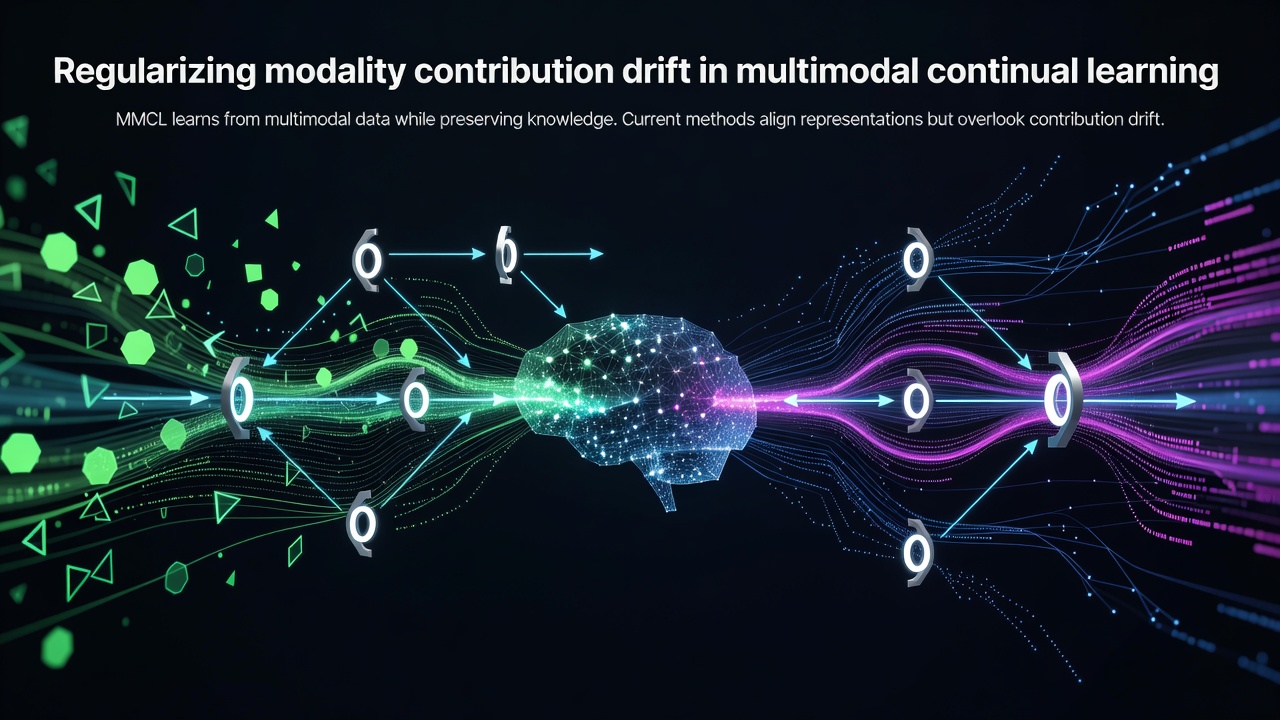 Regularizing modality contribution drift in multimodal continual learning