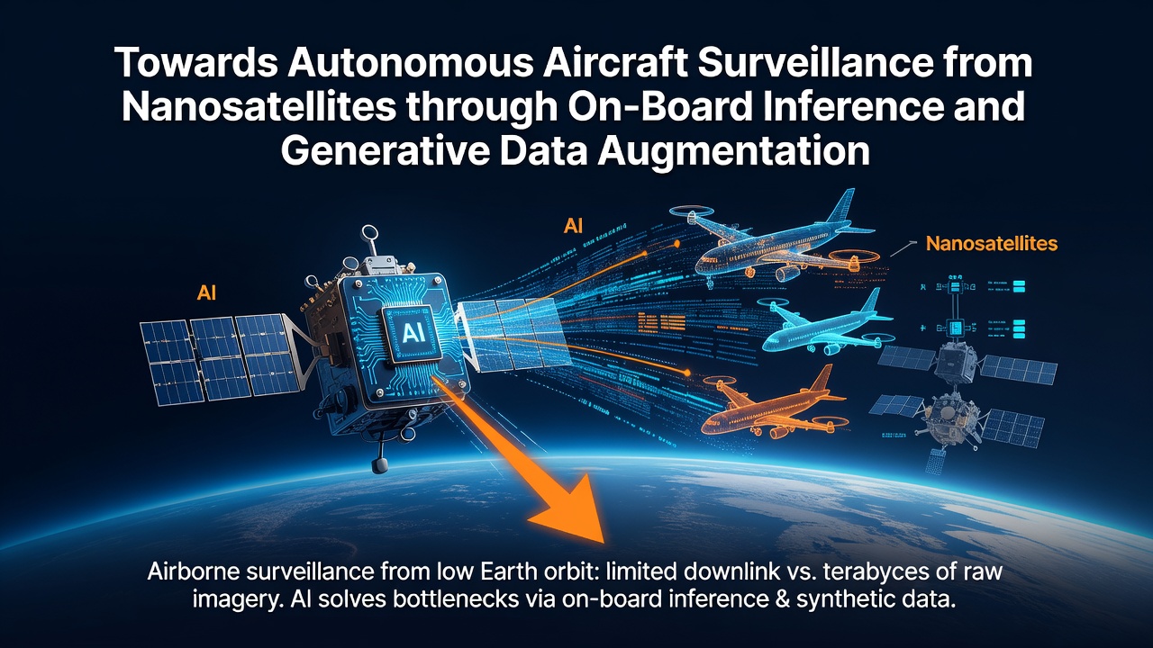 Towards Autonomous Aircraft Surveillance from Nanosatellites through On-Board Inference and Generative Data Augmentation