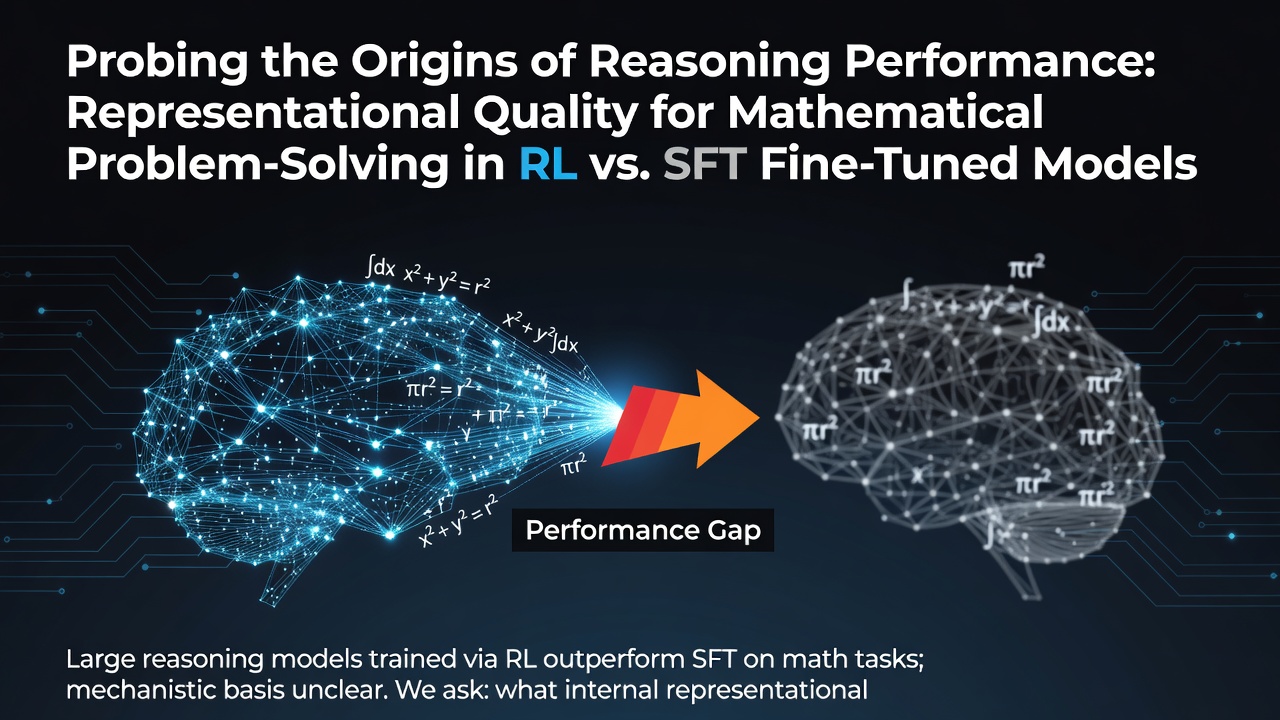 Probing the Origins of Reasoning Performance: Representational Quality for Mathematical Problem-Solving in RL vs. SFT Fine-Tuned Models