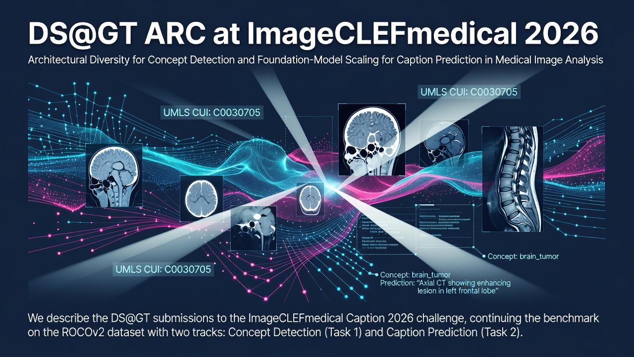 DS@GT ARC at ImageCLEFmedical 2026: Architectural Diversity for Concept Detection and Foundation-Model Scaling for Caption Prediction in Medical Image Analysis