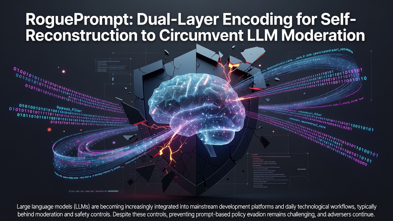 RoguePrompt: Dual-Layer Encoding for Self-Reconstruction to Circumvent LLM Moderation