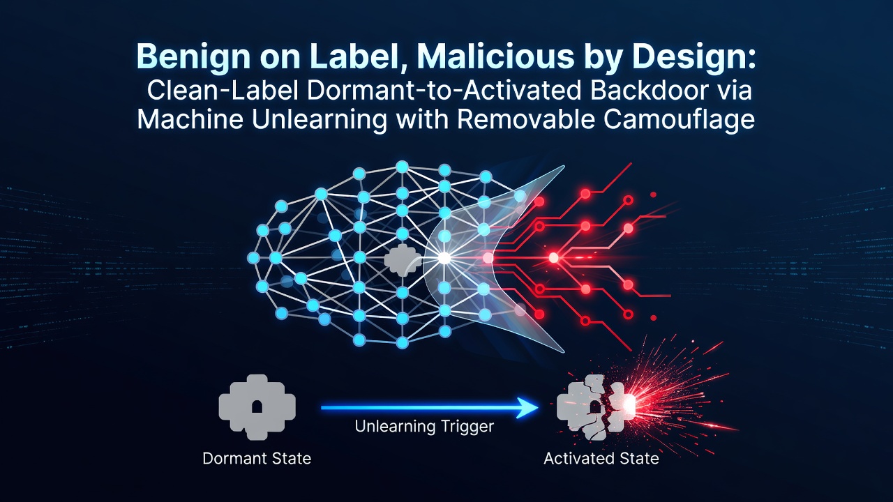 Benign on Label, Malicious by Design: Clean-Label Dormant-to-Activated Backdoor via Machine Unlearning with Removable Camouflage