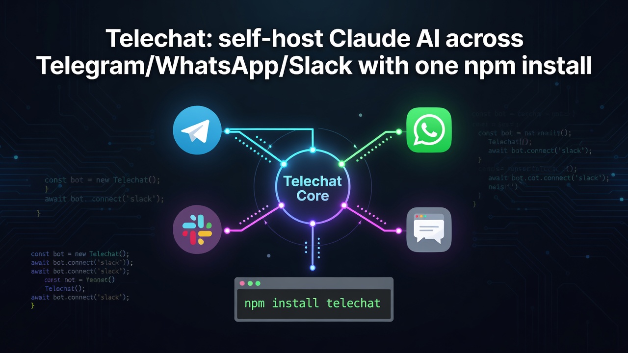Telechat: self-host Claude AI across Telegram/WhatsApp/Slack with one npm install