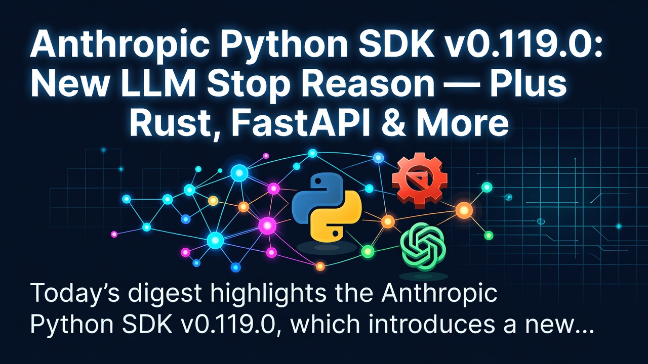 Anthropic Python SDK v0.119.0: New LLM Stop Reason — Plus Rust, FastAPI & More