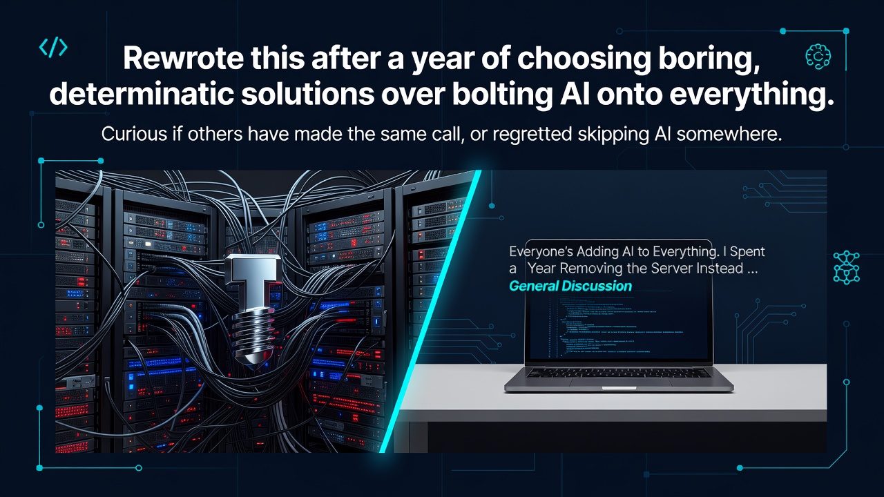 Rewrote this after a year of choosing boring, deterministic solutions over bolting AI onto everything. Curious if others have made the same call, or regretted skipping AI somewhere.