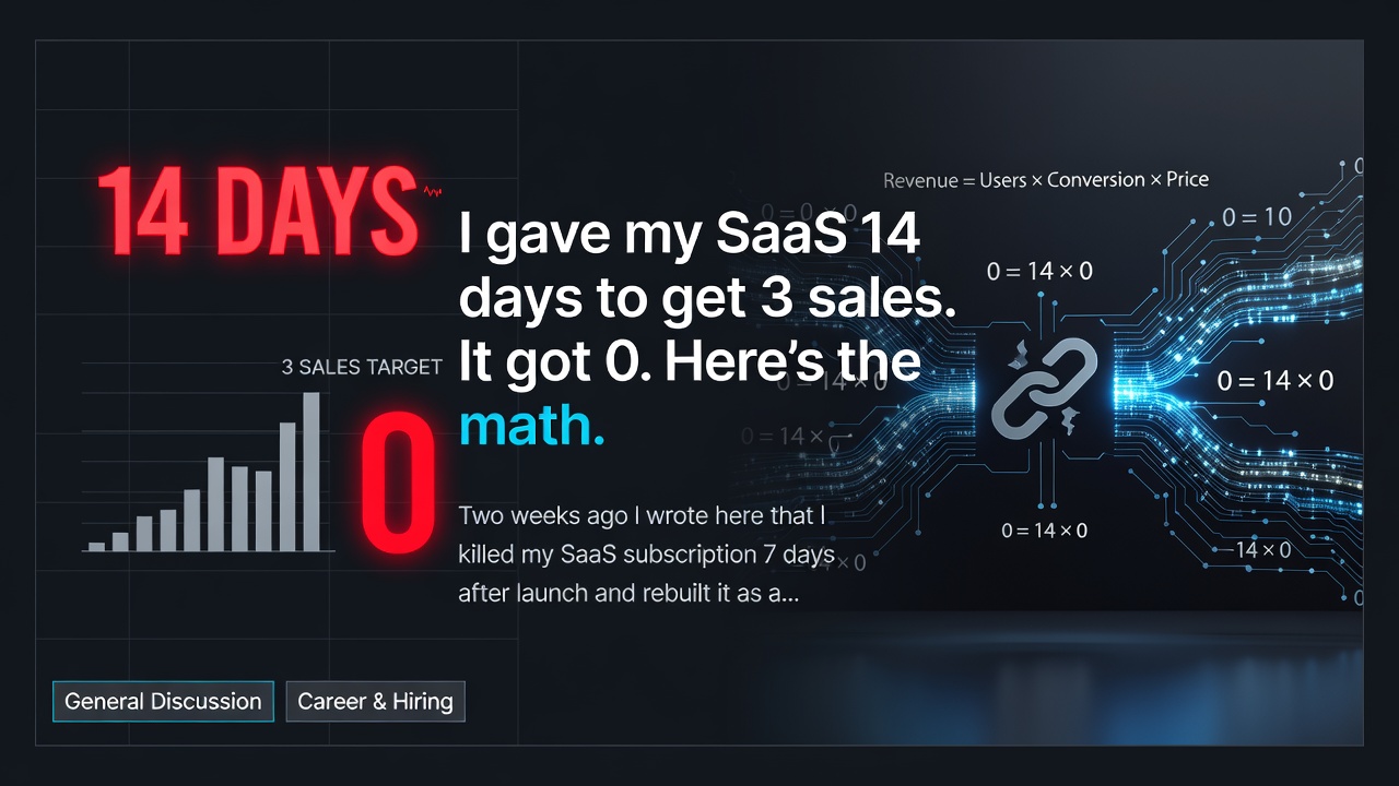 I gave my SaaS 14 days to get 3 sales. It got 0. Here's the math.