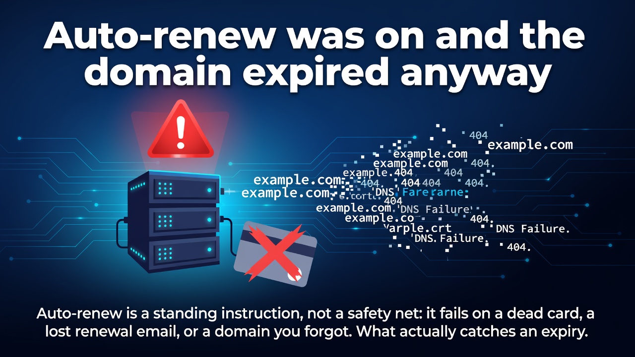 Auto-renew was on and the domain expired anyway