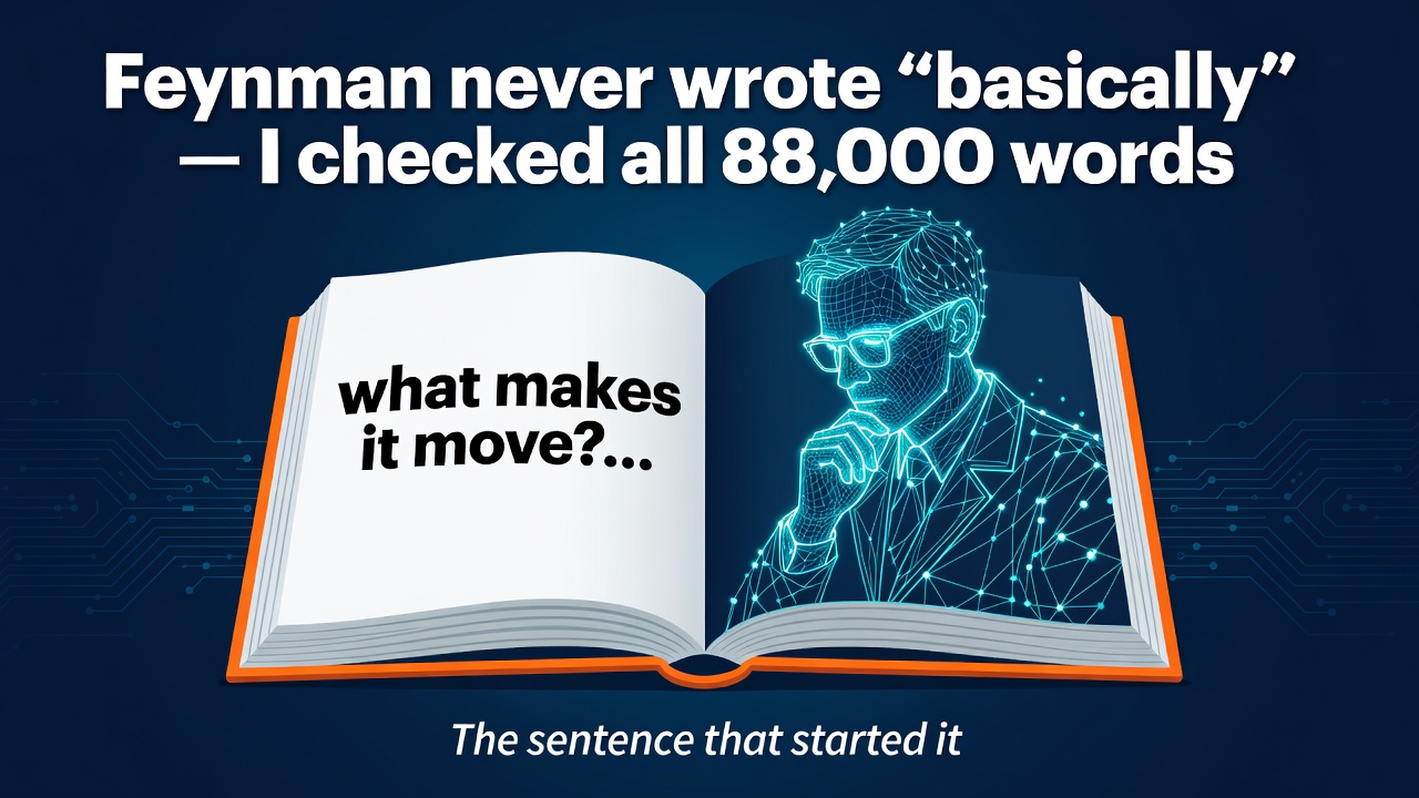 Feynman never wrote "basically" — I checked all 88,000 words