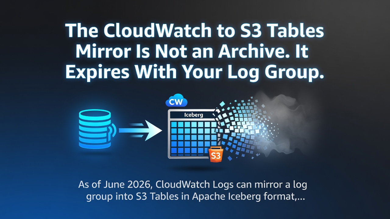 The CloudWatch to S3 Tables Mirror Is Not an Archive. It Expires With Your Log Group.