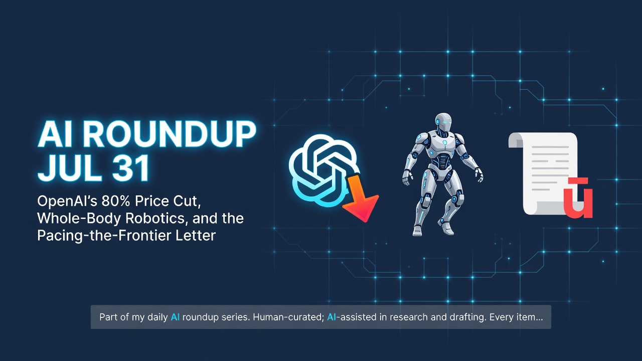 AI Roundup Jul 31: OpenAI's 80% Price Cut, Whole-Body Robotics, and the Pacing-the-Frontier Letter