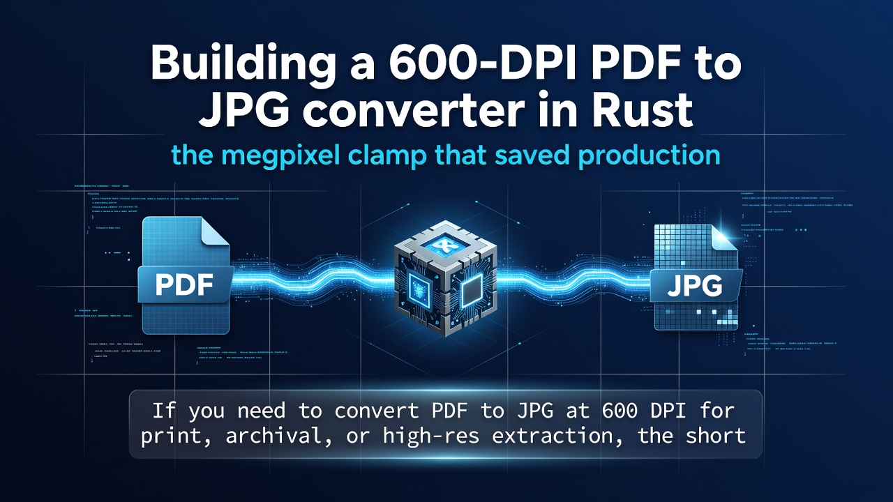 Building a 600-DPI PDF to JPG converter in Rust: the megapixel clamp that saved production
