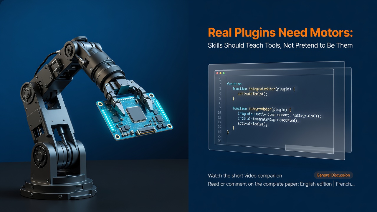Real Plugins Need Motors: Skills Should Teach Tools, Not Pretend to Be Them