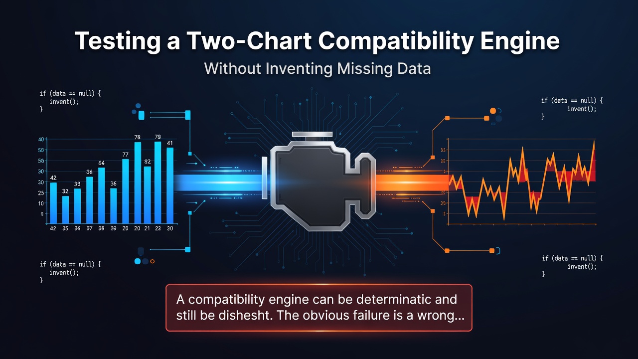 Testing a Two-Chart Compatibility Engine Without Inventing Missing Data