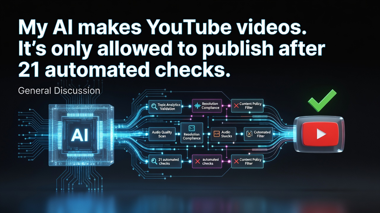 My AI makes YouTube videos. It's only allowed to publish after 21 automated checks.