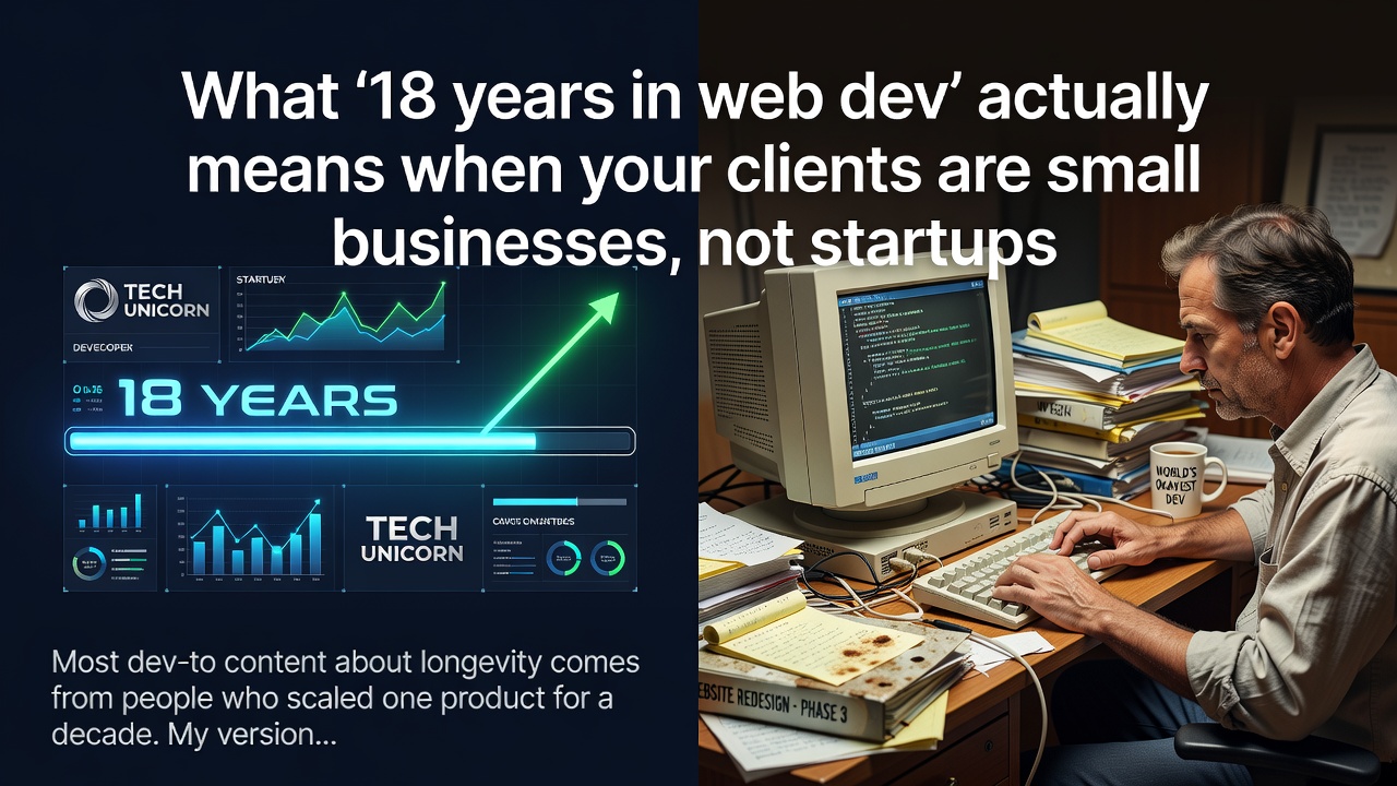 What "18 years in web dev" actually means when your clients are small businesses, not startups