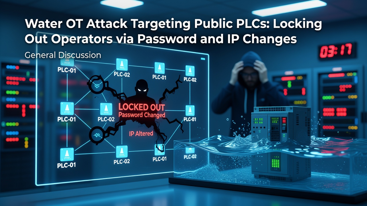 Water OT Attack Targeting Public PLCs: Locking Out Operators via Password and IP Changes