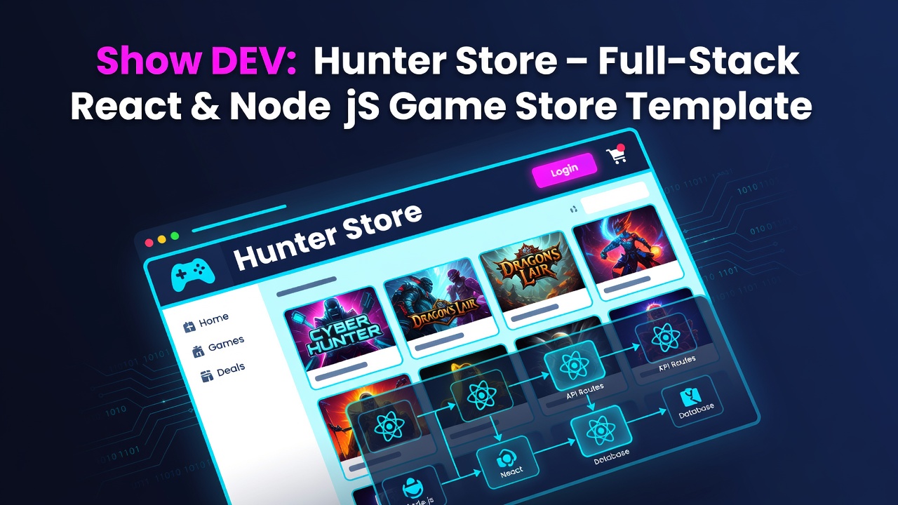 Show DEV: Hunter Store – Full-Stack React & Node.js Game Store Template