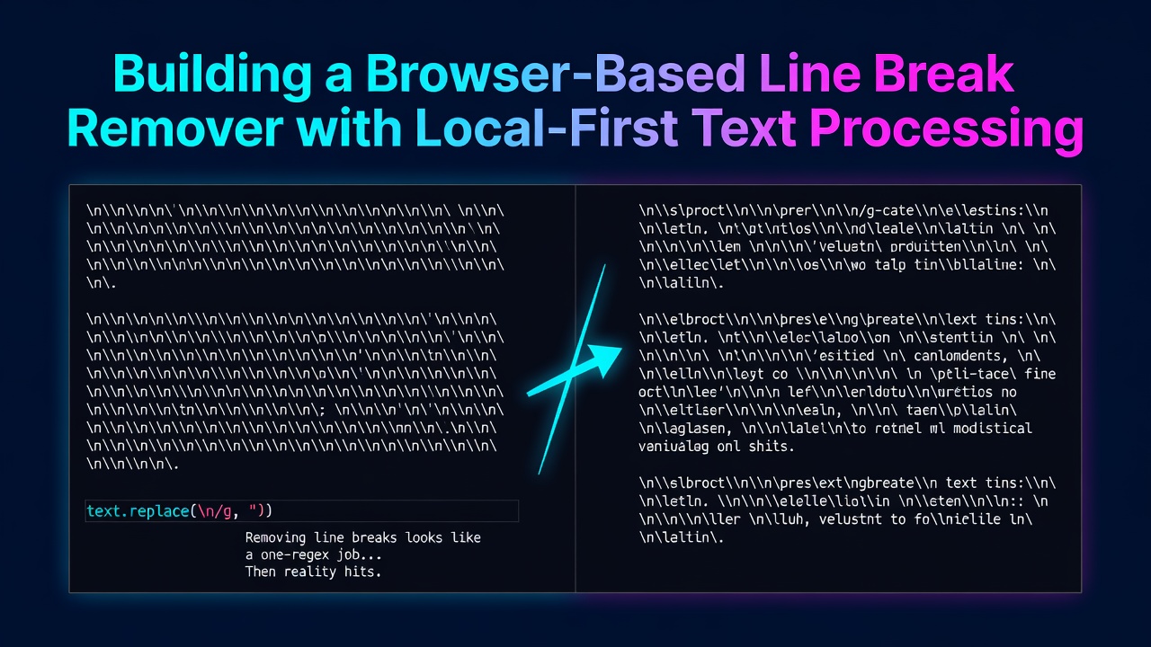 Building a Browser-Based Line Break Remover with Local-First Text Processing
