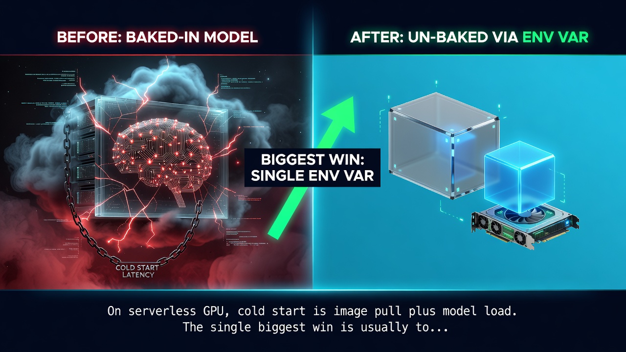 You baked the model into the image. One env var can silently un-bake it