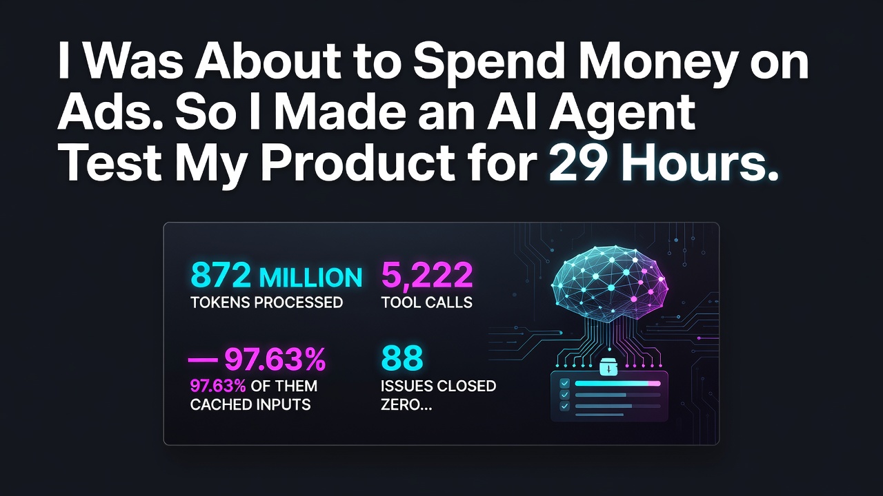 I Was About to Spend Money on Ads. So I Made an AI Agent Test My Product for 29 Hours.