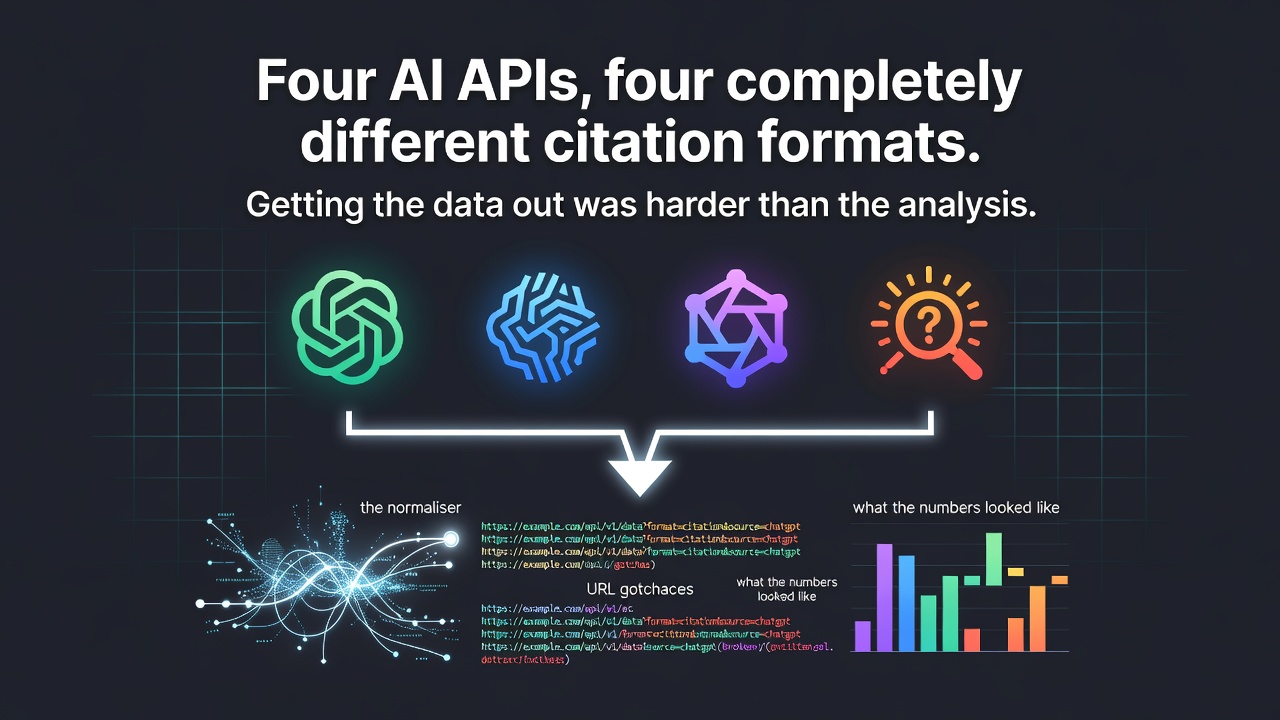 Four AI APIs, four completely different citation formats. Getting the data out was harder than the analysis.