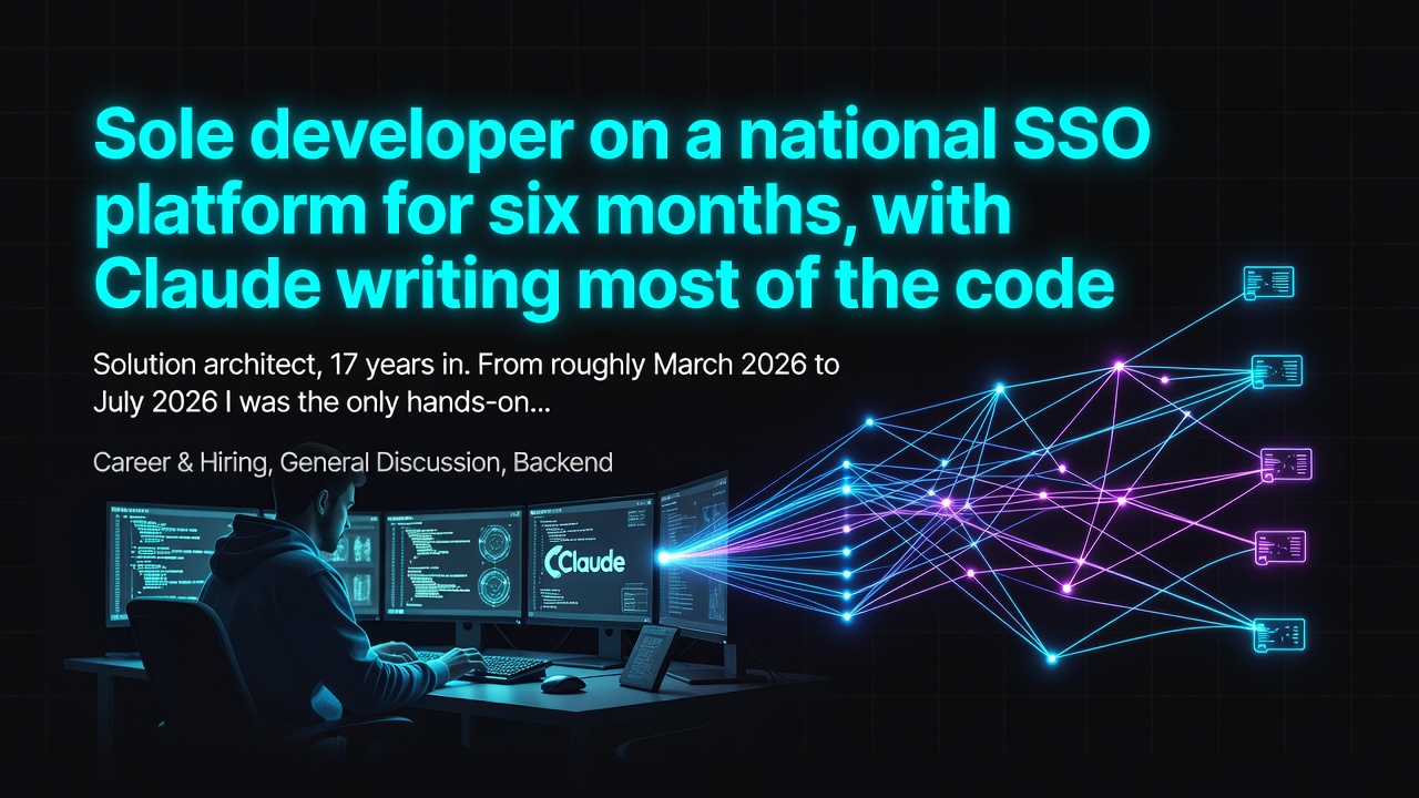 Sole developer on a national SSO platform for six months, with Claude writing most of the code